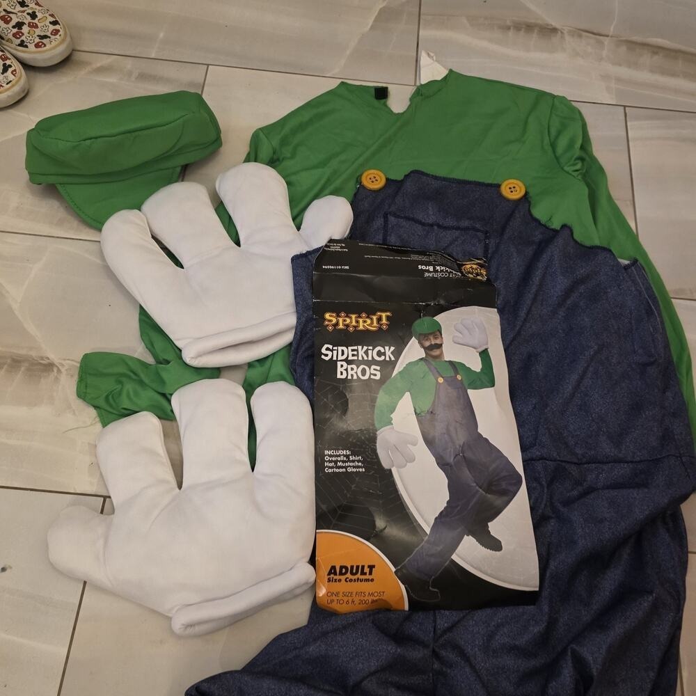 Super Mario Brothers Bros Luigi Adult Nintendo Video Game Costume - Large